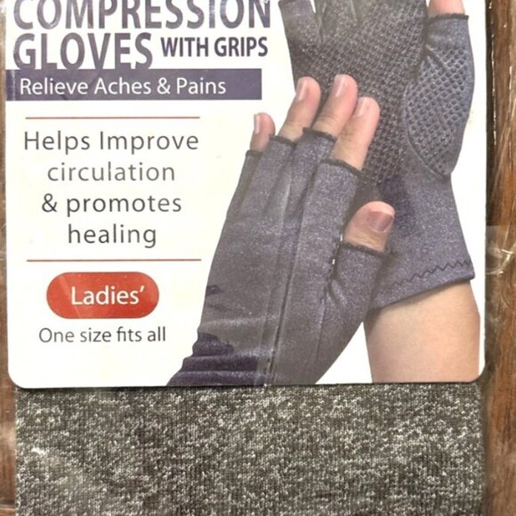 Womens Compression Gloves With Grips One Size Fits Most Promotes Circulation - Picture 3 of 6